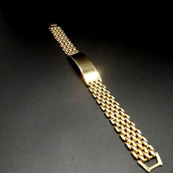 Vintage ID Style Chain Bracelet, Interlocking Chain, Gold Plated, 7 Inches - Picture 6 of 8